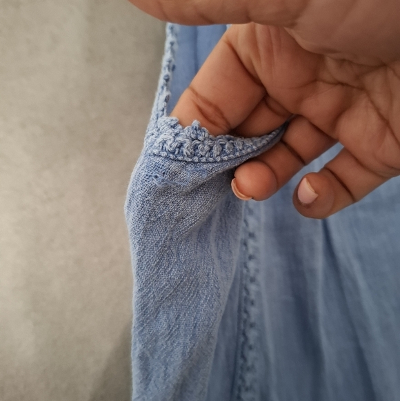 Blanco by Nature Ella Embroidered Halter Top Blue 100% Cotton Size Small - Picture 9 of 12